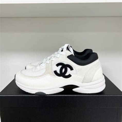 white and black chanel trainers|chanel sneaker black and white.